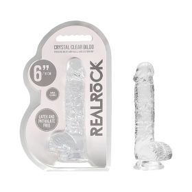 RealRock Crystal Clear Realistic 6 in. Dildo With Balls and Suction Cup (Option: Clear)