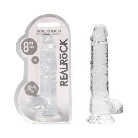 RealRock Crystal Clear Realistic 8 in. Dildo With Balls and Suction Cup (Option: Clear)