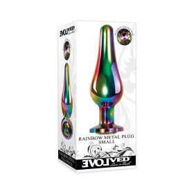 Evolved Rainbow Metal Anal Plug With Rainbow Gemstone Base (Option: Small)