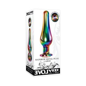 Evolved Rainbow Metal Anal Plug With Rainbow Gemstone Base (Option: Large)