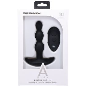 A Play BEADED VIBE Rechargeable Silicone Anal Plug with Remote (Option: Black)