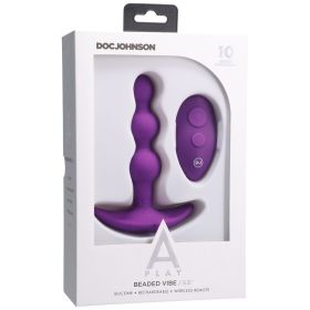 A Play BEADED VIBE Rechargeable Silicone Anal Plug with Remote (Option: Purple)