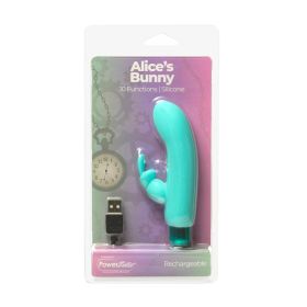 Powerbullet Alice''s Bunny Rechargeable Bullet Vibrator with Silicone Rabbit Sleeve (Option: Teal)