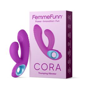 FemmeFunn Cora Rechargeable Silicone Thumping Dual Stimulation Vibrator (Option: Purple)