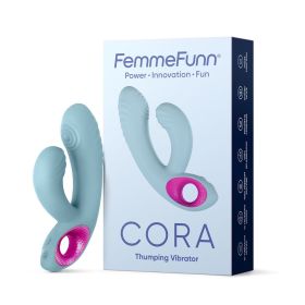 FemmeFunn Cora Rechargeable Silicone Thumping Dual Stimulation Vibrator (Option: Light Blue)