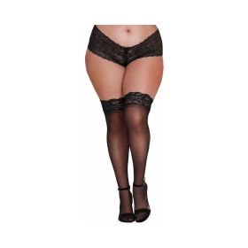 Dreamgirl Plus Size Sheer Thigh High  Stockings with Silicone Lace Top (Option: Black Queen)