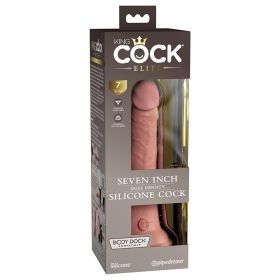 King Cock Elite 7 in. Dual Density Silicone Cock Realistic Dildo With Suction Cup (Option: Beige)