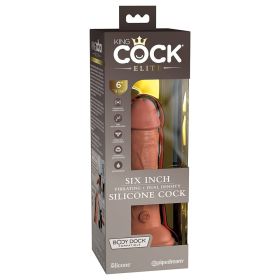 King Cock Elite 6 in. Vibrating Realistic Dildo With Suction Cup (Option: Tan)