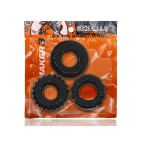 OxBalls Bonemaker 3 Pack  Boner Cockring Kit FLEXtpr (Option: Black)