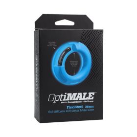 OptiMALE FlexiSteel Silicone  Metal Core Cock Ring (Option: 35 mm Blue)