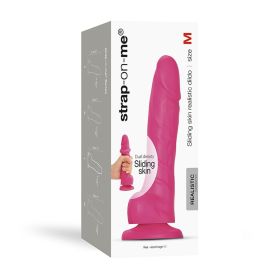 Strap On Me Realistic Collection Sliding Skin Dual Density Silicone Dildo (Option: Fuchsia M)