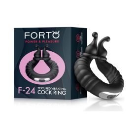 Forto F 24 Rechargeable Silicone Textured Vibrating Cockring (Option: Black)