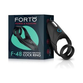 Forto F 48 Rechargeable Silicone Perineum Vibrating Double Cockring (Option: Black)