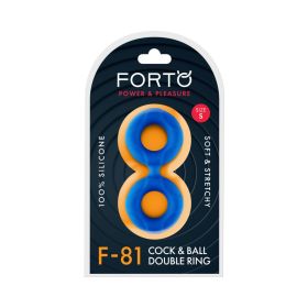 Forto F 81 Liquid Silicone Cock & Ball Double Ring (Option: Small Blue)