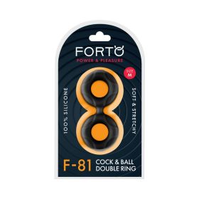 Forto F 81 Liquid Silicone Cock & Ball Double Ring (Option: Medium Black)