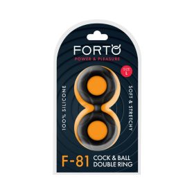 Forto F 81 Liquid Silicone Cock & Ball Double Ring (Option: Large Black)