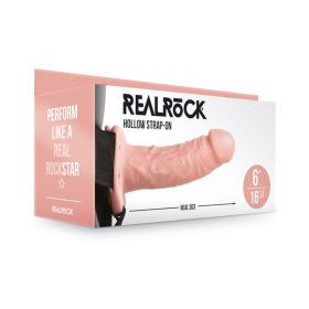 RealRock Realistic 6 in. Hollow Strap On (Option: Beige)