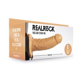 RealRock Realistic 6 in. Hollow Strap On (Option: Tan)