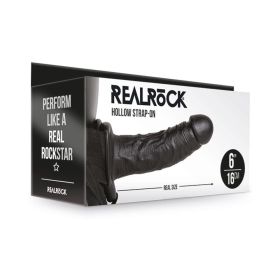 RealRock Realistic 6 in. Hollow Strap On (Option: Black)