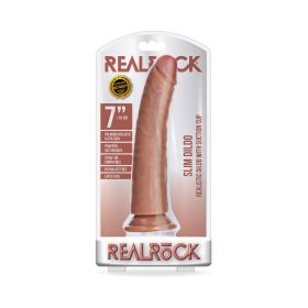 RealRock Realistic 7 in. Slim Dildo With Suction Cup (Option: Tan)