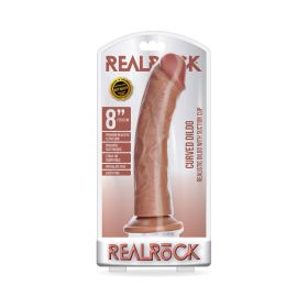 RealRock Realistic 8 in. Curved Dildo With Suction Cup (Option: Tan)