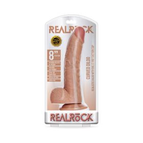 RealRock Realistic 8 in. Curved Dildo With Balls and Suction Cup (Option: Tan)