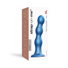 Strap On Me Hybrid Collection Silicone Dildo Plug Balls (Option: Metallic Blue XLarge)