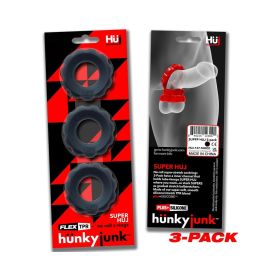 Hunkyjunk SuperHuj 3 Pack Cockrings (Option: Tar Ice)
