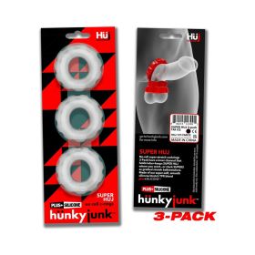 Hunkyjunk SuperHuj 3 Pack Cockrings (Option: Clear Ice)