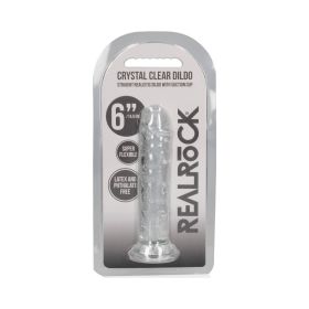 RealRock Crystal Clear Straight 6 in. Dildo Without Balls (Option: Clear)