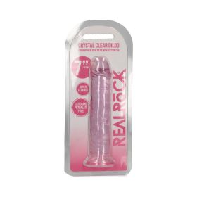 RealRock Crystal Clear Straight 7 in. Dildo Without Balls (Option: Pink)