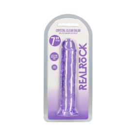 RealRock Crystal Clear Straight 7 in. Dildo Without Balls (Option: Purple)