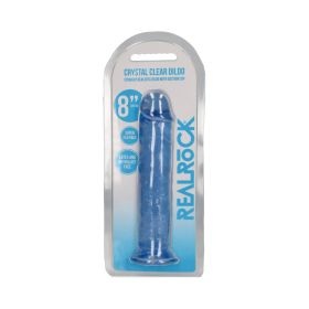 RealRock Crystal Clear Straight 8 in. Dildo Without Balls (Option: Blue)