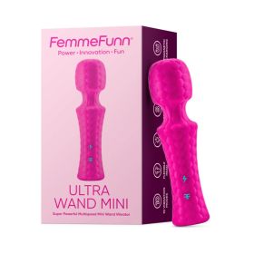 FemmeFunn Ultra Wand Mini Rechargeable Flexible Textured Silicone Vibrator (Option: Pink)