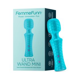 FemmeFunn Ultra Wand Mini Rechargeable Flexible Textured Silicone Vibrator (Option: Turquoise)