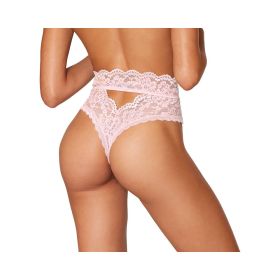 Dreamgirl High Waist Scallop Lace Panty With Keyhole Back (Option: Pink S)