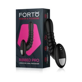Forto Ribbed Pro Rechargeable Silicone Vibrating Anal Massager (Option: Black)