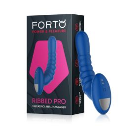 Forto Ribbed Pro Rechargeable Silicone Vibrating Anal Massager (Option: Blue)