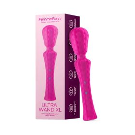 FemmeFunn Ultra Wand XL Rechargeable Flexible Textured Silicone Vibrator (Option: Pink)