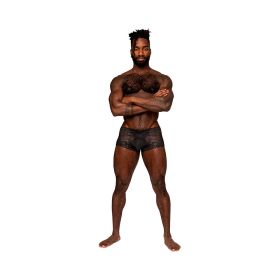 Male Power Sassy Lace Mini Short Sheer Pouch (Option: Black S)