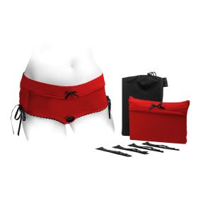 SpareParts Sasha Cinch Booty Short Harness Red/Black (Option: Size L)