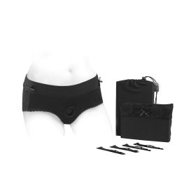 SpareParts Bella Cleavage Booty Short Harness (Option: Black Size XL)
