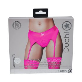 Ouch! Vibrating Strap On Thong with Adjustable Garters (Option: Pink M/L)