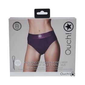 Ouch! Vibrating Strap On Thong with Removable Butt Straps (Option: Purple XS/S)