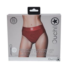Ouch! Vibrating Strap On Thong with Removable Butt Straps (Option: Red XS/S)