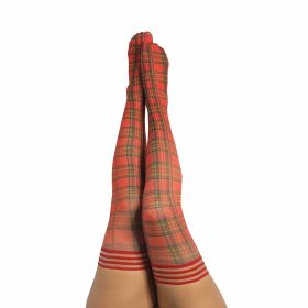 Kixies Grace Plaid Thigh High  Red (Option: Size D)