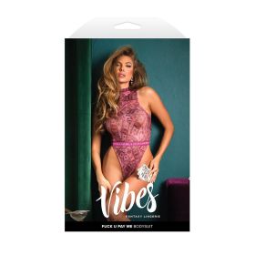 Fantasy Lingerie Vibes Fuck U Pay Me Money (Option: Print Sparkle Mesh Bodysuit M/L)