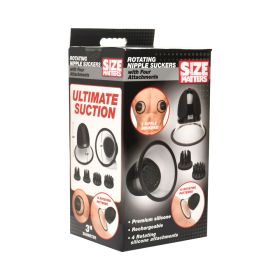 Size Matters 10X Rotating Silicone Nipple Suckers with 4 Attachments (Option: Black)
