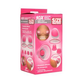 Size Matters 10X Rotating Silicone Nipple Suckers with 4 Attachments (Option: Pink)