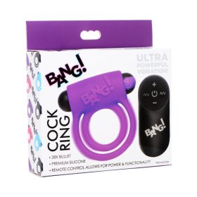 BANG! Silicone Cock Ring & Bullet with Remote Control (Option: Purple)